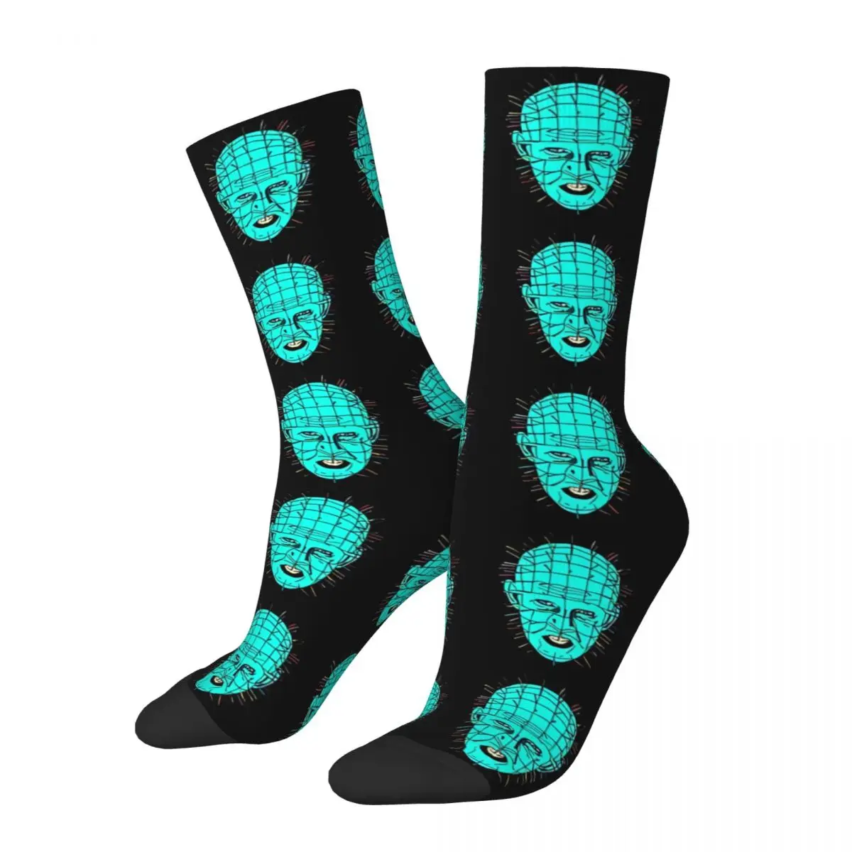 Vintage Pinhead Men's Socks Hellraiser Horror Film Unisex Hip Hop Pattern Printed Happy Crew Sock Gift