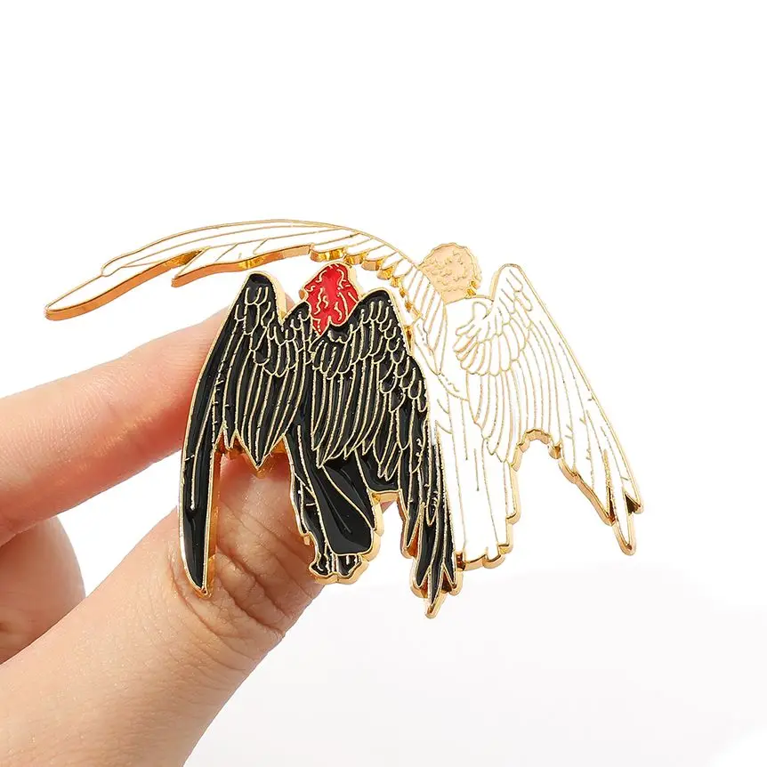 Popular TV Series Good Omens Ineffable Husbands Angel & Demon Hard Enamel Pin Angel Demon Badge Aziraphale and Crowley Jewelry