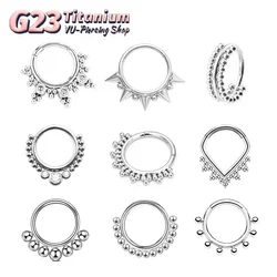 ASTM F136 Titanium Antiallergic Septum Piercing Nose Ring Tragus Cartilage Earring Lip Stud Zircon Clicker Hoop Body Jewelry 16G