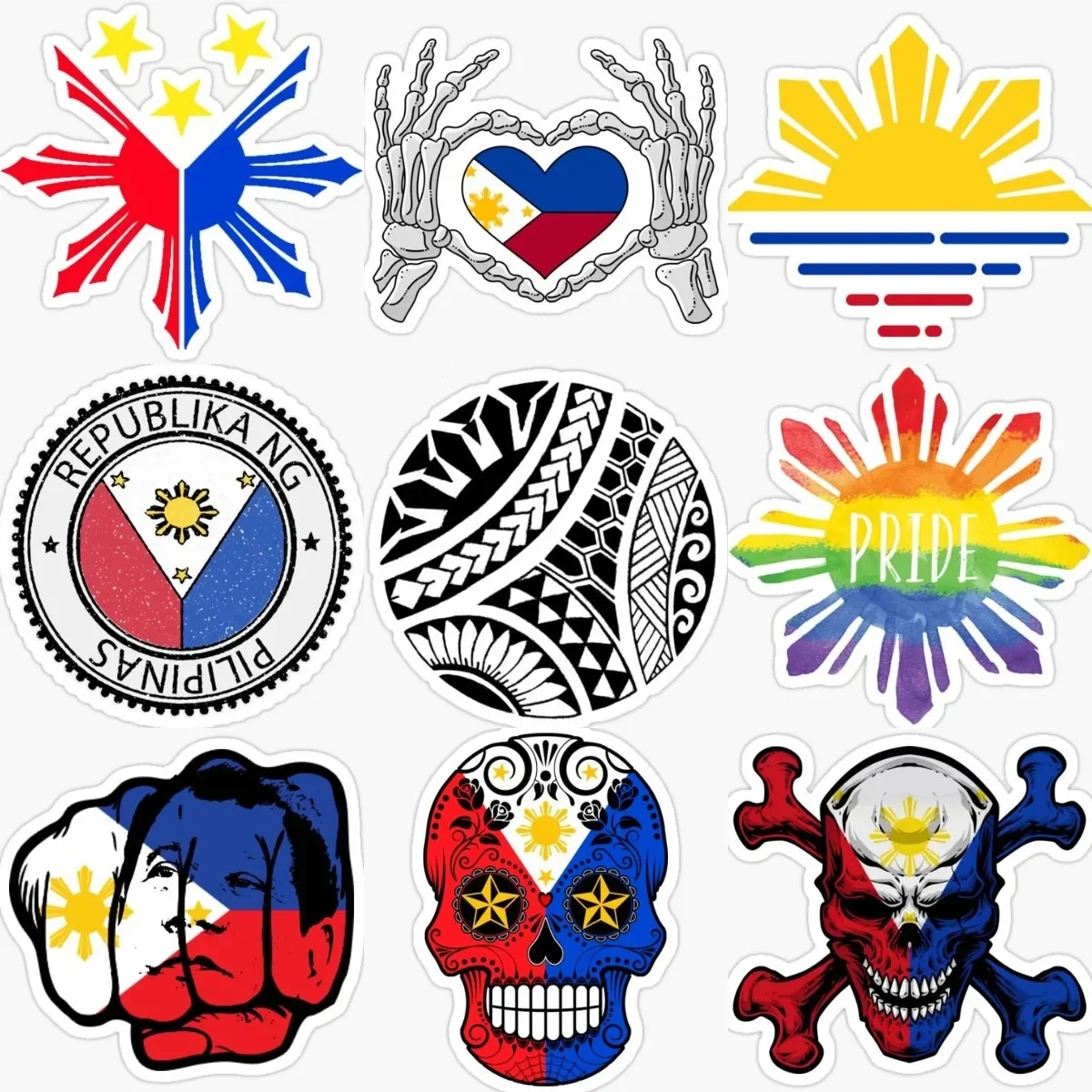 Philippines RP Flag Map Sun National Emblem Stickers Motorcycle Car Bumper Laptop Window Camper Truck Bicycle Off-road PVC Decal