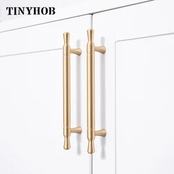 Long Size Golden Cupboard Handle Brass Kitchen Cabinet Door Knob Furniture Drawer Pull Hardware Pulls Bar Handle