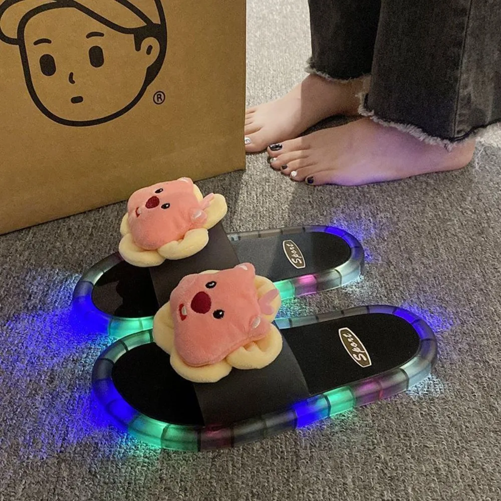 Girl Outdoor Luminous Slippers Loopy Anime Cartoon Cute Fashion PVC LED Light Sandals Women Bathroom Anti-slip Home Shoes