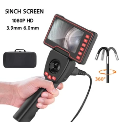 5inch Industrial Endoscope Four-Way 720° Steering Borescope 1080P HD Flexible Automobile Car Inspect Tool For Pipeline