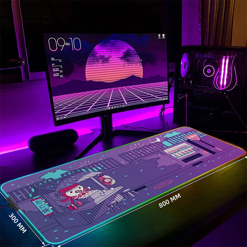 

Pink Kawaii RGB Mouse Pad Gaming Mousepads LED Mouse Mat Keyboard Mat Anti-slip Best Choice Mousepad XXL Luminous Desk Rug