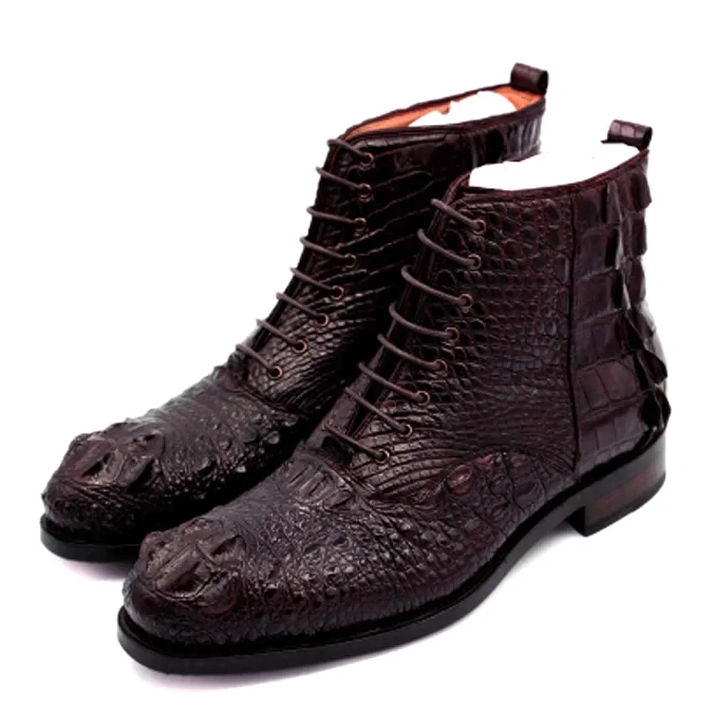 hulangzhishi crocodile men boots  Pure manual  Short boots  male crocodile Leather shoes