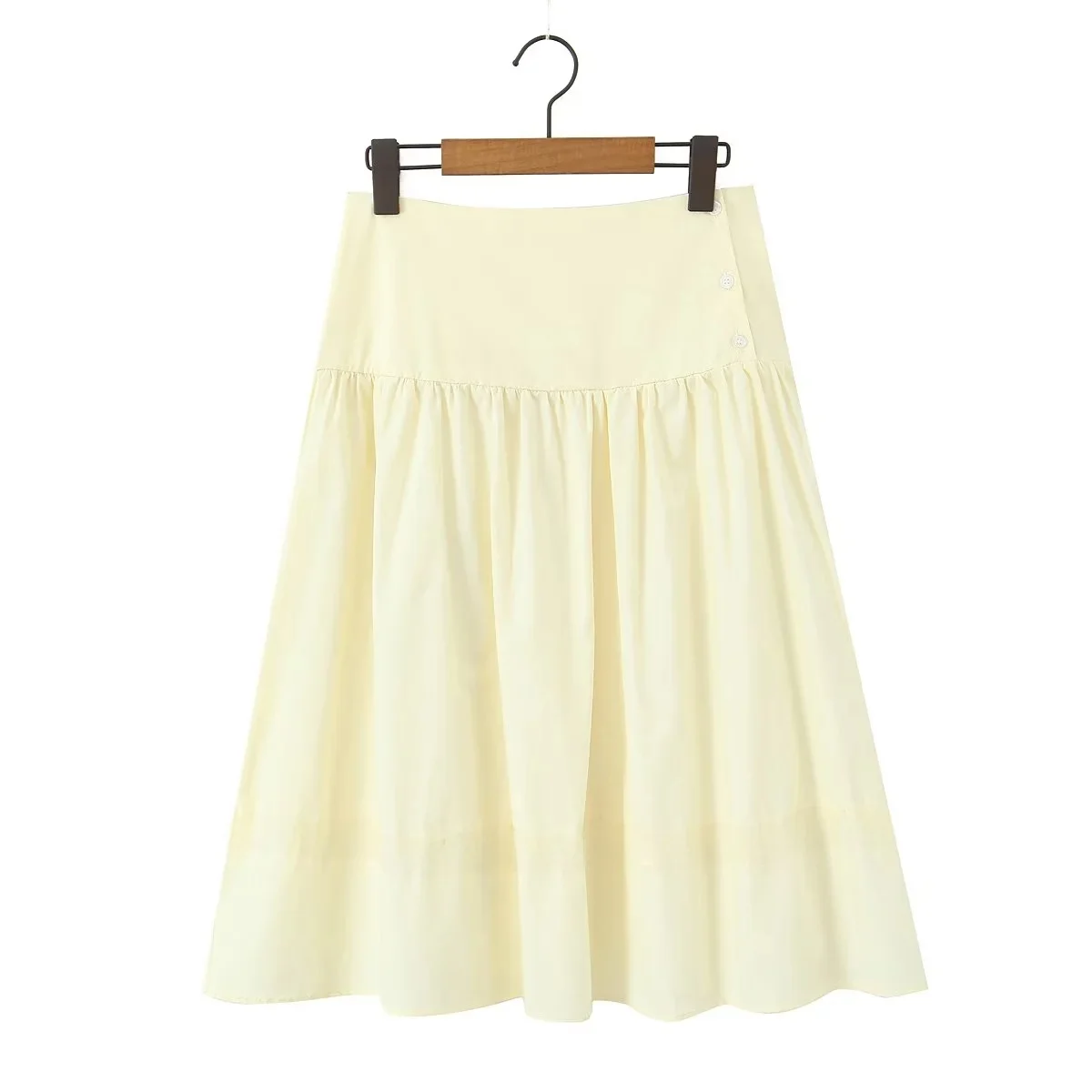 Retro Spliced A-Line Midi Skirt Women's Summer Slimming Loose Flared High Waist French Sle Casual Other Material 00%