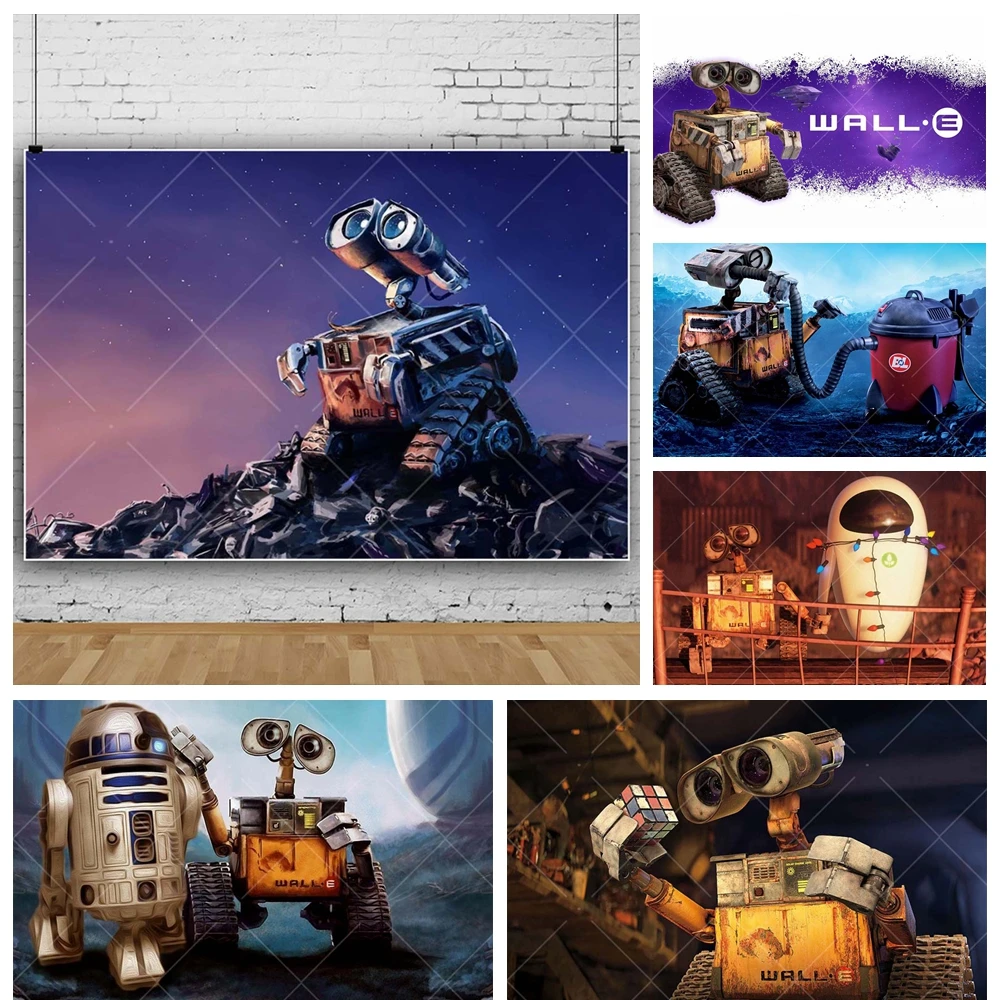 Cartoon WALL-E Theme Baby Kid Boy Girl Birthday Party Backdrop Disney Movie Wall-E Custom Kid Room Photo Poster Decor Background