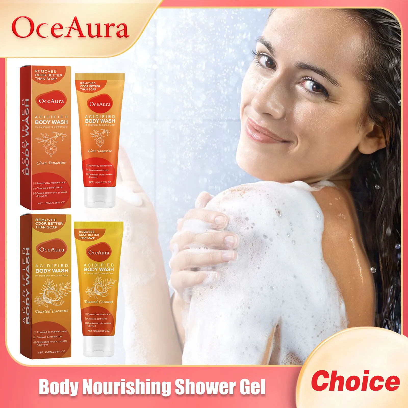 

OceAura Body Nourishing Shower Gel Rich Foam Improve Moisturizing Deep Cleansing Lasting Fragrance Gentle Wash Coconut Bath Gels