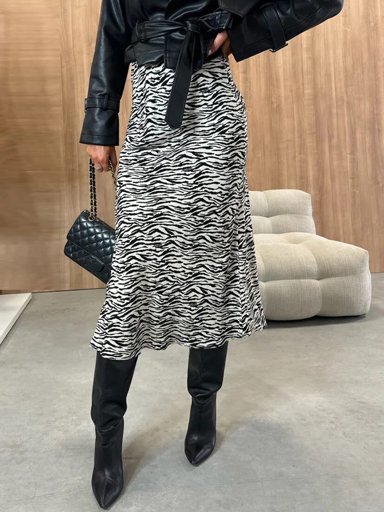 Lady Retro Printing Elegancka długa spódnica Moda damska 2024 Jesienna spódnica ołówkowa Szykowna spódnica z wysokim stanem Slim Fit Vestido