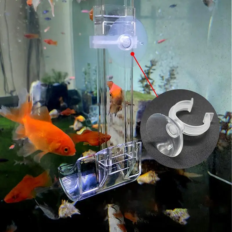 Fish Tank Feeder Tube Large Capacity Feeding Tube And Dish Fixed-Point Storage Fish Tank Feeding Supplies With Suction Cups For