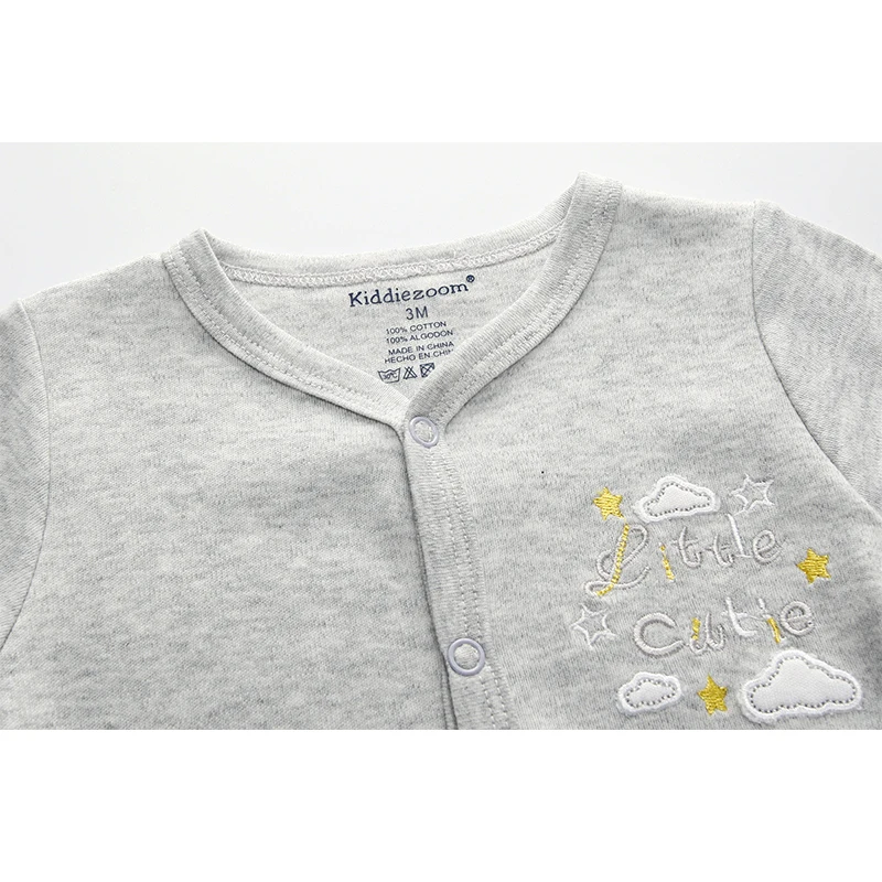 Kiddiezoom Fashion Grey Cloud Print Unisex Long Sleeve Baby Boy Girl Rompers Soft 100%Cotton Newborn Jumpsuits Infants Clothing