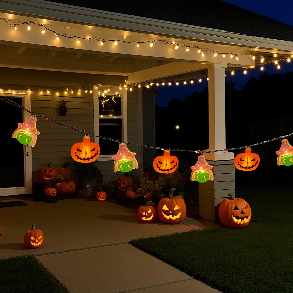 1 قطعة 20 LED هالوين الساحرة واليقطين سلسلة أضواء بطارية تعمل بالطاقة للمنزل ساحة غرفة نوم الجدول شجرة عطلة ديكور الحفلات