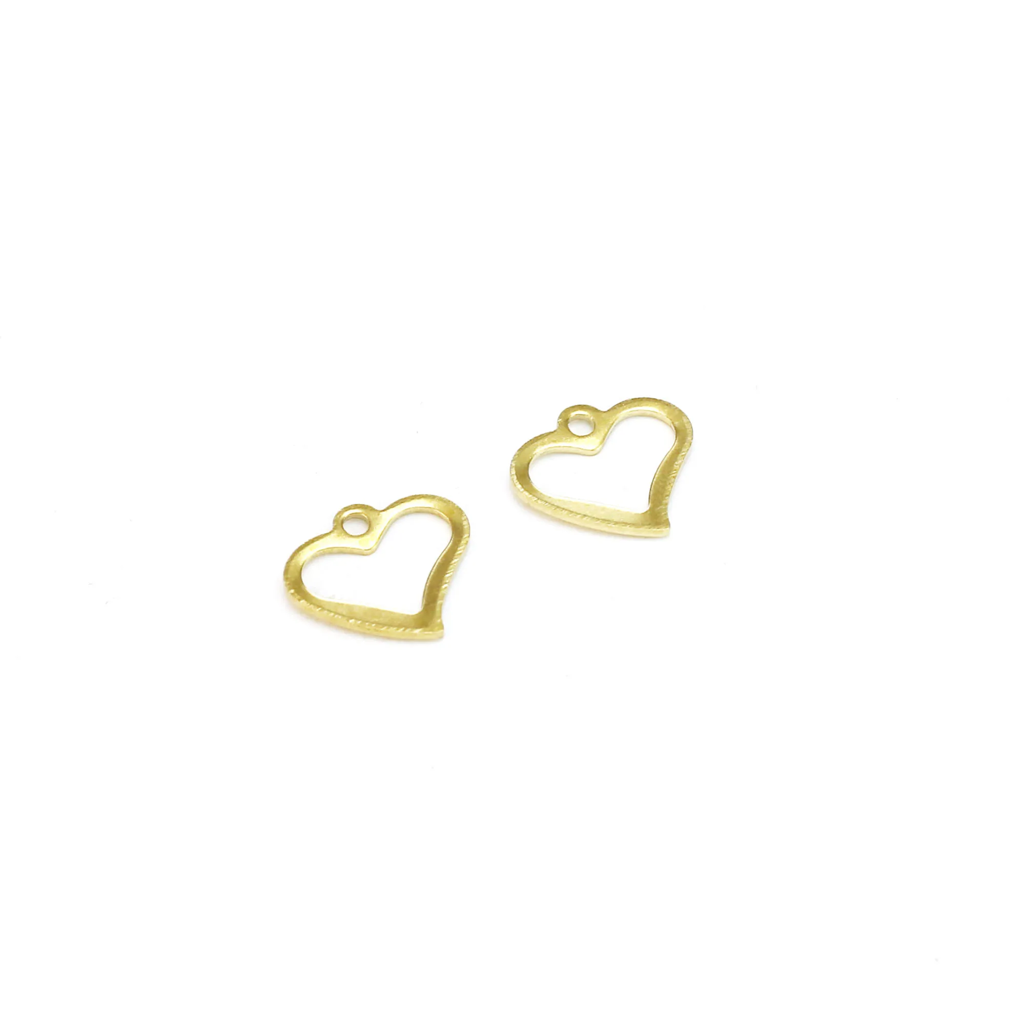 50pcs Tiny Heart Earring Charms, Brass Heart Charm, 13x13.7mm, Earring Findings, Slight Textured, Jewelry Making R2565