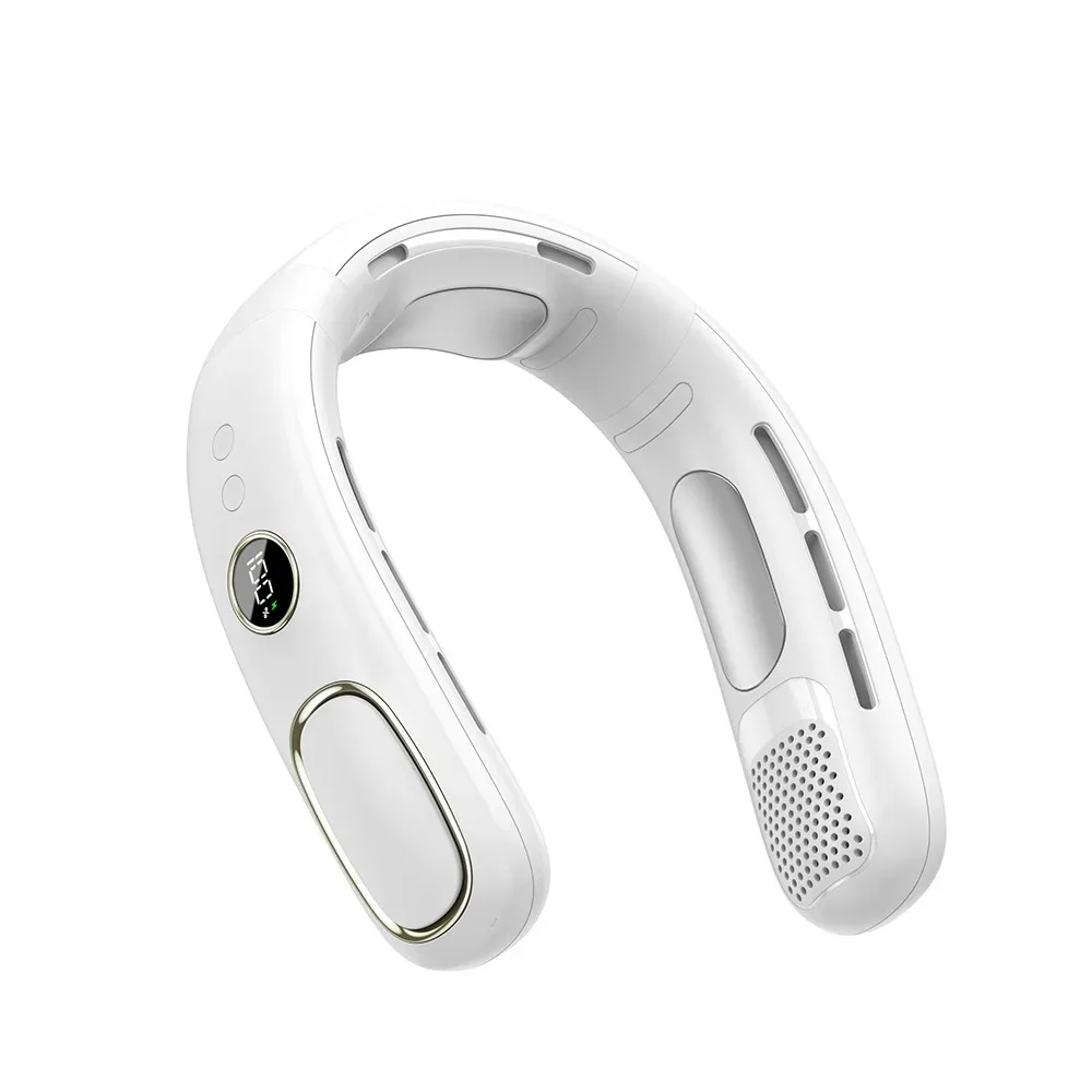 Wearable Neck Fan with Semiconductor Cooling 5-Speed Bladeless Airflow USB Rechargeable Portable For Outdoor Travel