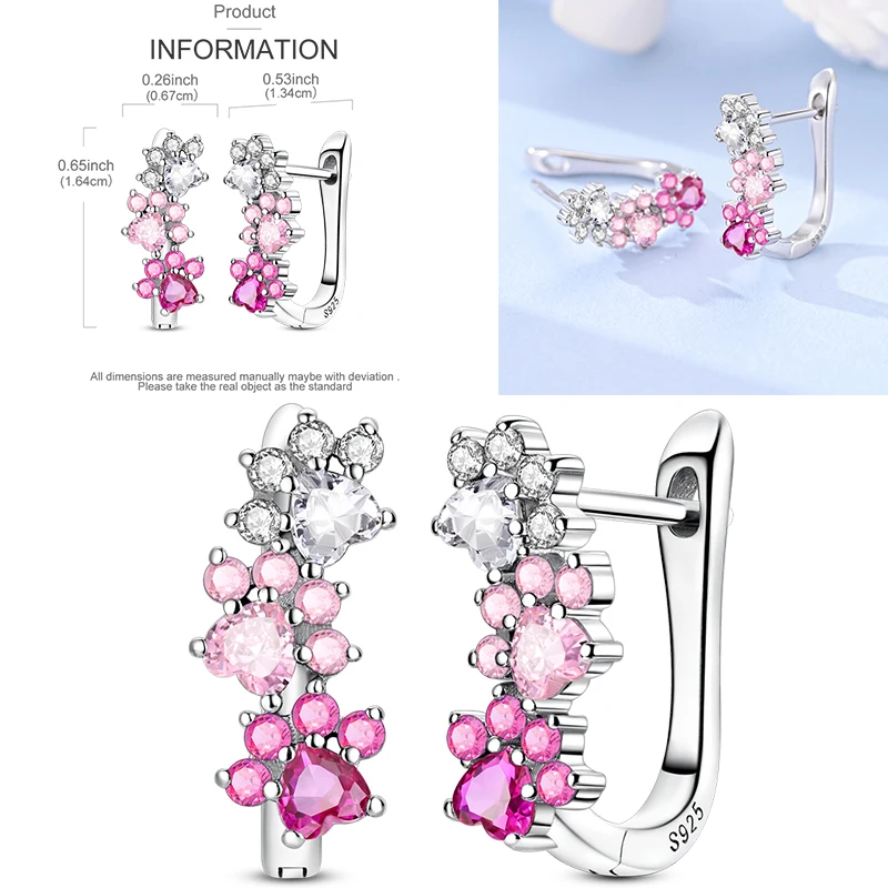 925 Sterling Silber Creolen Pfotenabdruck Blumenstrauß Kleeblatt Lavendel Fisch Bunter Schmuck Geschenk für Frauen und Mädchen – Detail 22