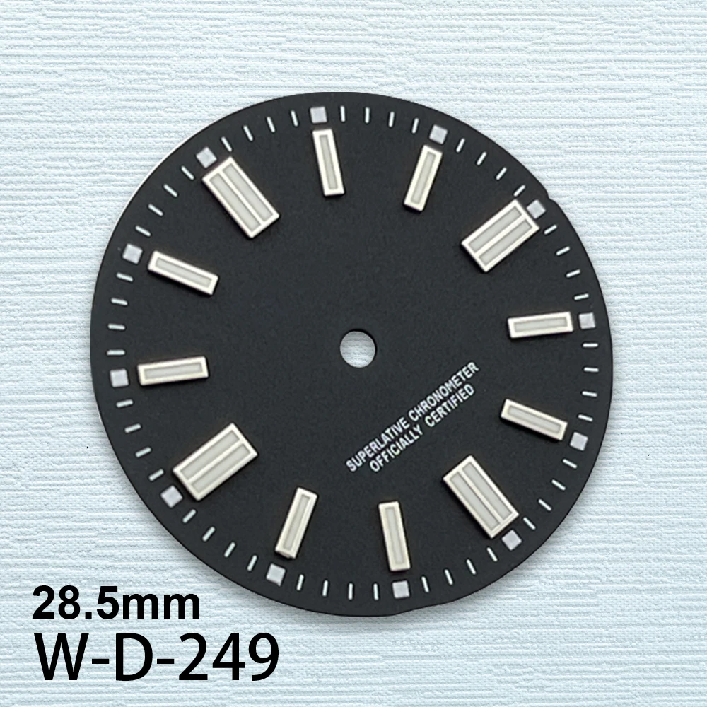 28.5mm S Logo Matte Dial Fit NH35/NH36/4R/7S Japanese Movement Green Luminous High-Quality Watch Modification Accessories