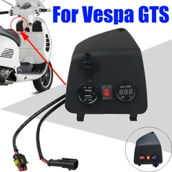 Scooter Mobile Phone Dual USB Charger Voltmeter Voltage Display Cigarette Lighter For Vespa GTS 125 250 300 GTS300 Accessories