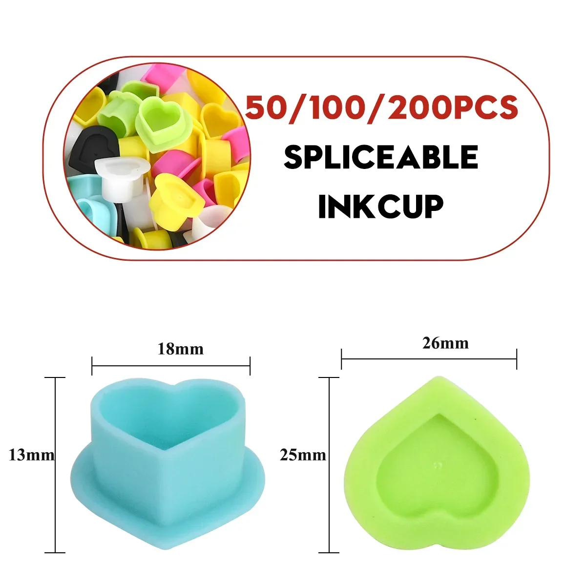 Disposable Tattoo Silicone Heart Ink Cup Permanent Makeup Pigment Holder Container Cap Tattoo Ink Accessories for Artist