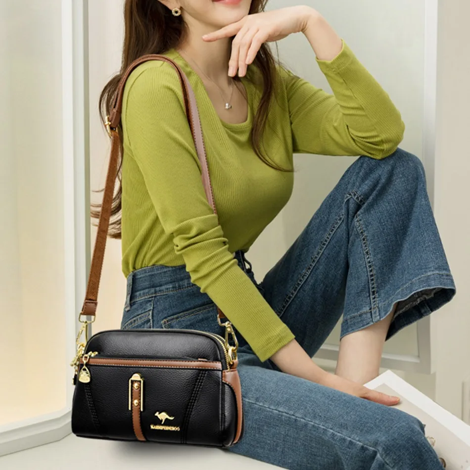 High-quality Solid Color Leather Shoulder Bag Women Handbag Designer Luxury Women\'s Crossbody Messenger Bags for Women 2024 Sac