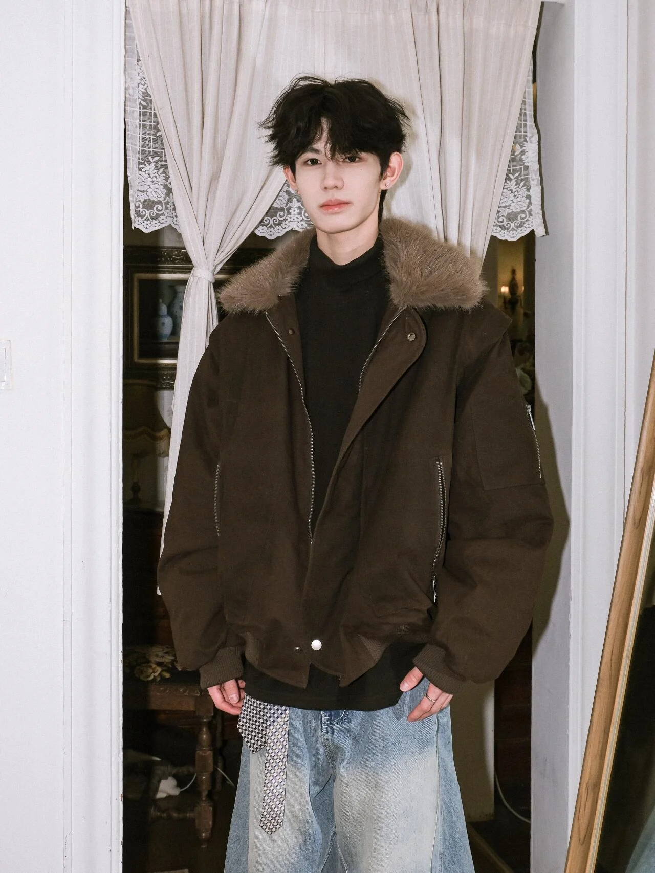 

Ретро-куртка в американском стиле с отстегивающимся меховым воротником, хлопковое пальто для мужчин и женщин, укороченное, из высококачественного хлопка, верхняя одежда для пар