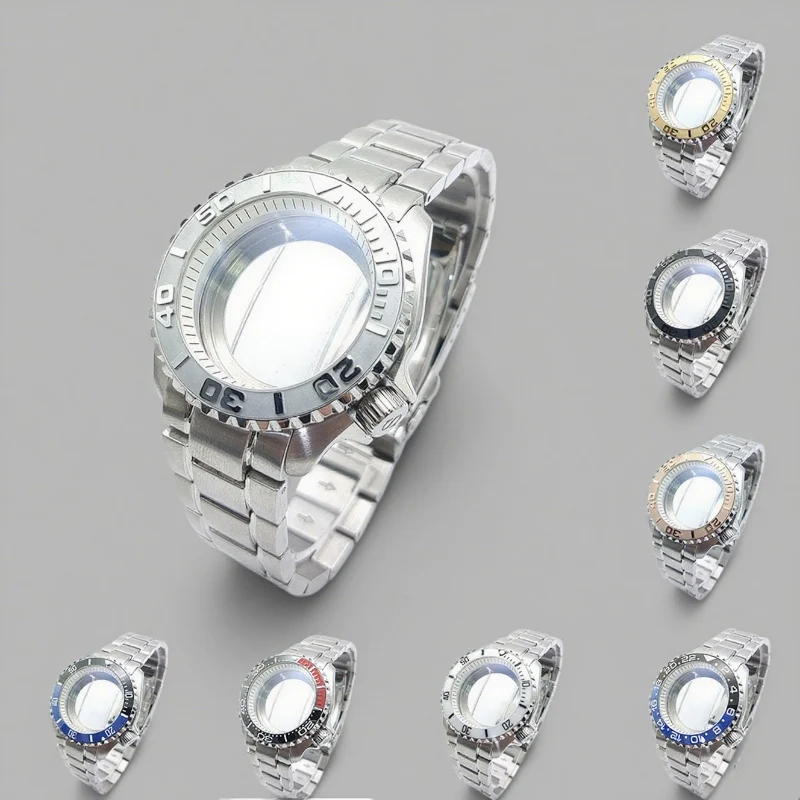 42mm Silver NH35 Watch Case Top Waterproof Sapphire Crysta For nh35 nh36 Automatic MovementSapphire Crystal Transparent Back