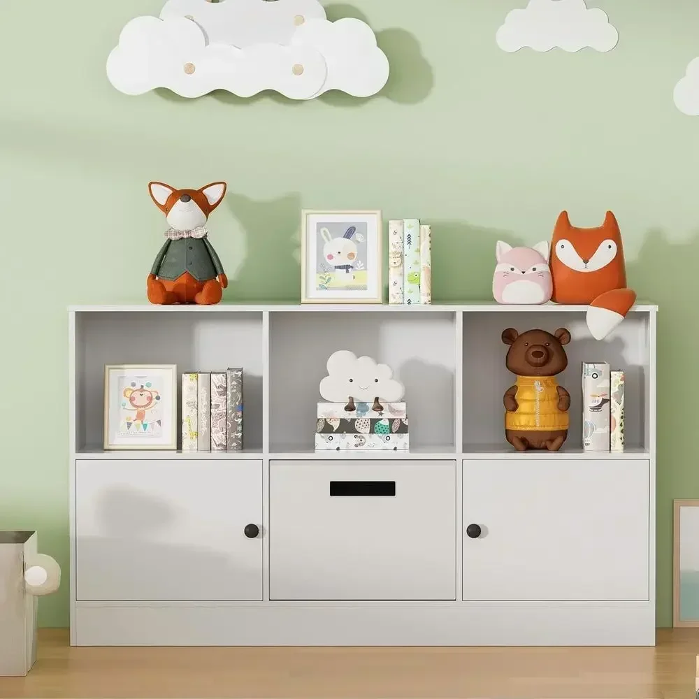 Housoul Cube Bookcase with 2 Do, 6-Cube Wooden Bookshel with abric Der, 2-Tier loor Standing Display Cabinet Organizer, Kids Ope