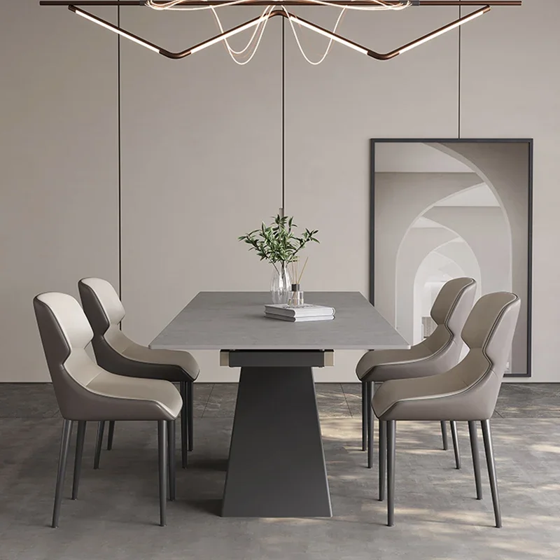 

Italian Minimalist Rock Dining Tables And Chairs Modern Simple Retractable Rectangular Luxurious Table A Manger Home Furniture