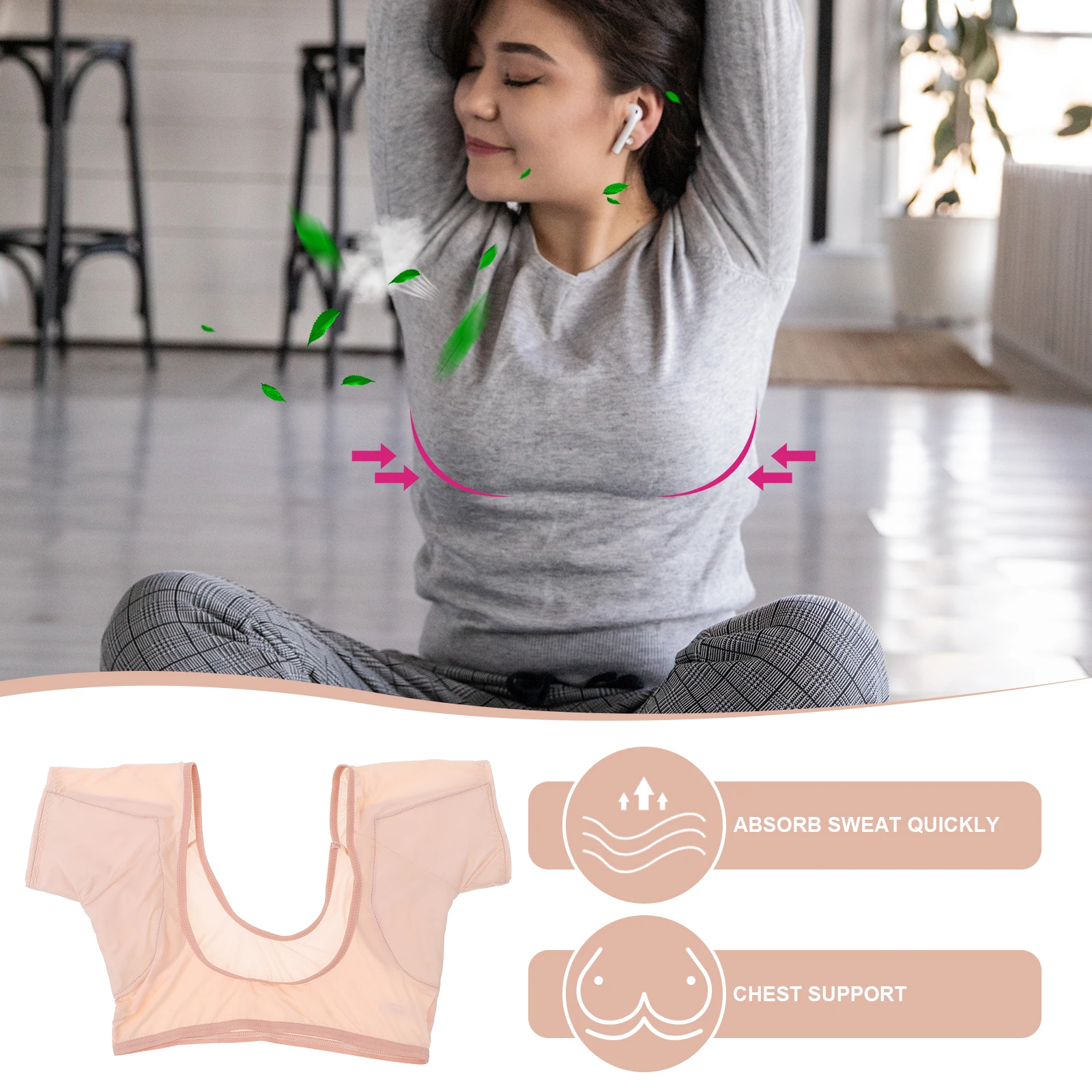 

Breathable Vest Sweat Undershirt Women Nursing Sports Bra Absorb Sweatproof for Undershirts Nylon Pad Miss