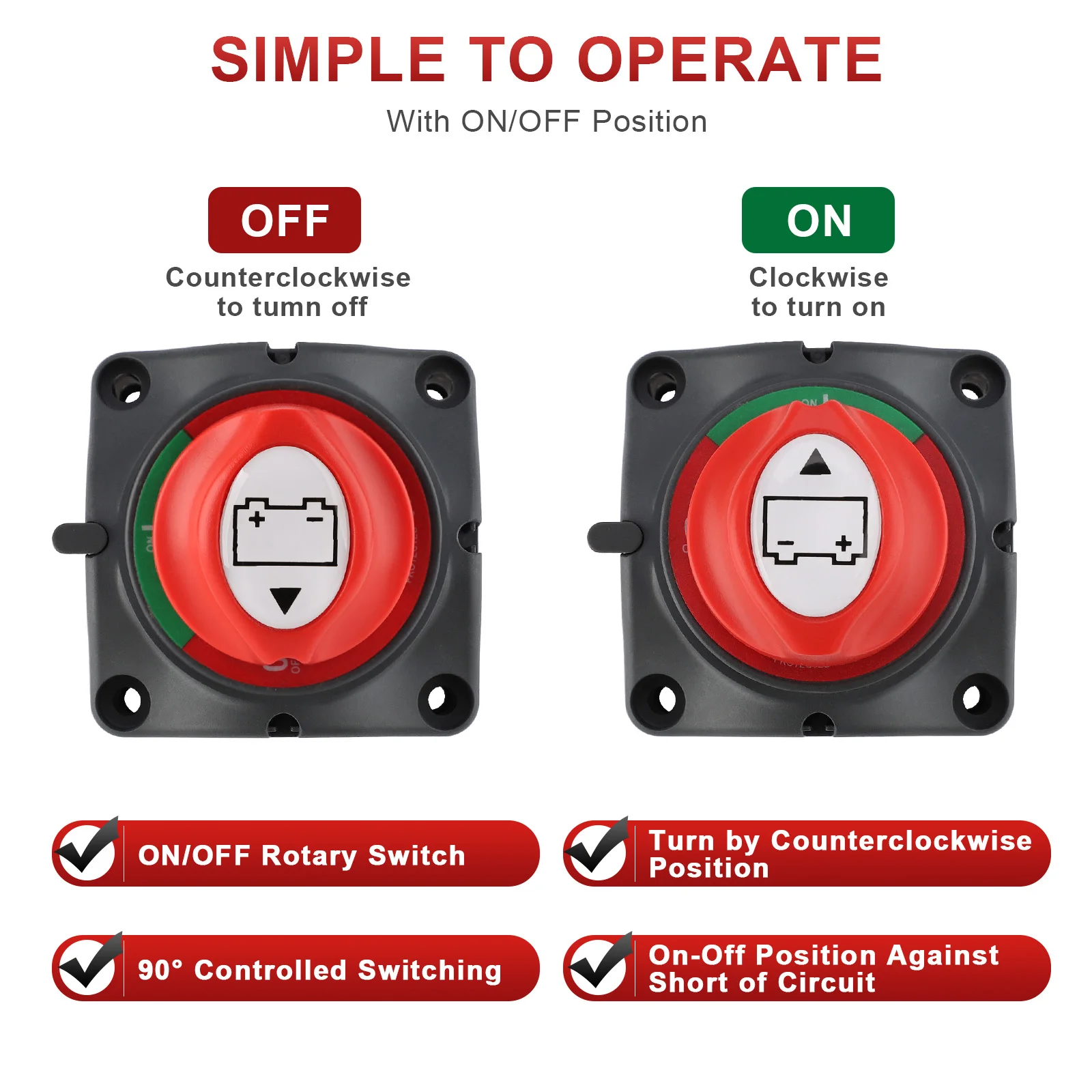 Auto Battery Disconnect Switch 12V 24V Marine 200A 300A Dual Battery Mass Switch 2 and 3 Position Cut Off Switch Car Boat