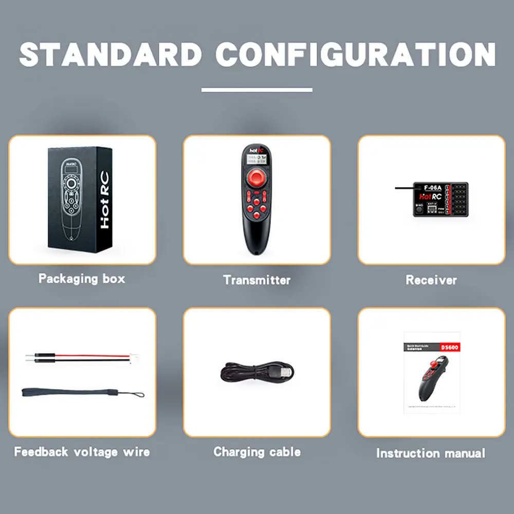 HOTRC DS600 Wireless Remote Control Upgrade System With F-06A Receiver 2.4GHz6CH Radio Transmitter ForRC Fishing Bait Boat Model view 6