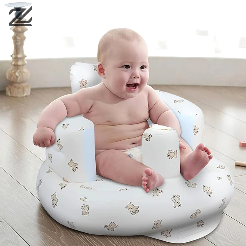 Baby Inflatable Sofa Children Portable Bath Chairs PVC Multifunctional Seat Practice Sitting Bath Stool for Feeding,Camping