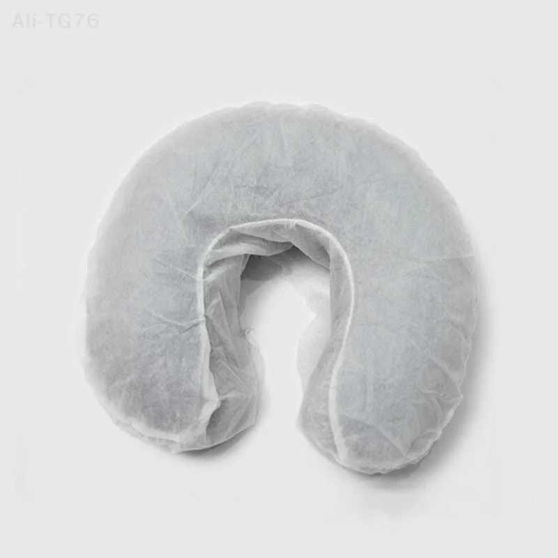 50 قطعة أغطية مسند الرأس المجهزة المتاح تدليك الوجه الراحة مهد الأبيض على شكل حرف U المخدة مرونة غير المنسوجة لصالون سبا