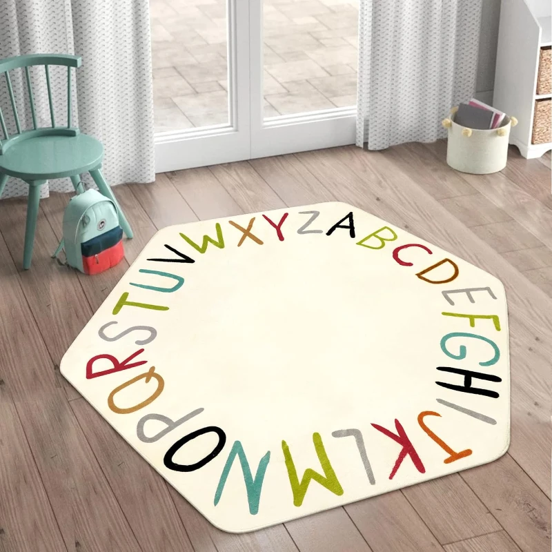 

Minimalist Style Living Room Decoration ABC Carpet Color Rugs for Bedroom Hexagonal Children's Room Floor Mat Soft Plush Rug