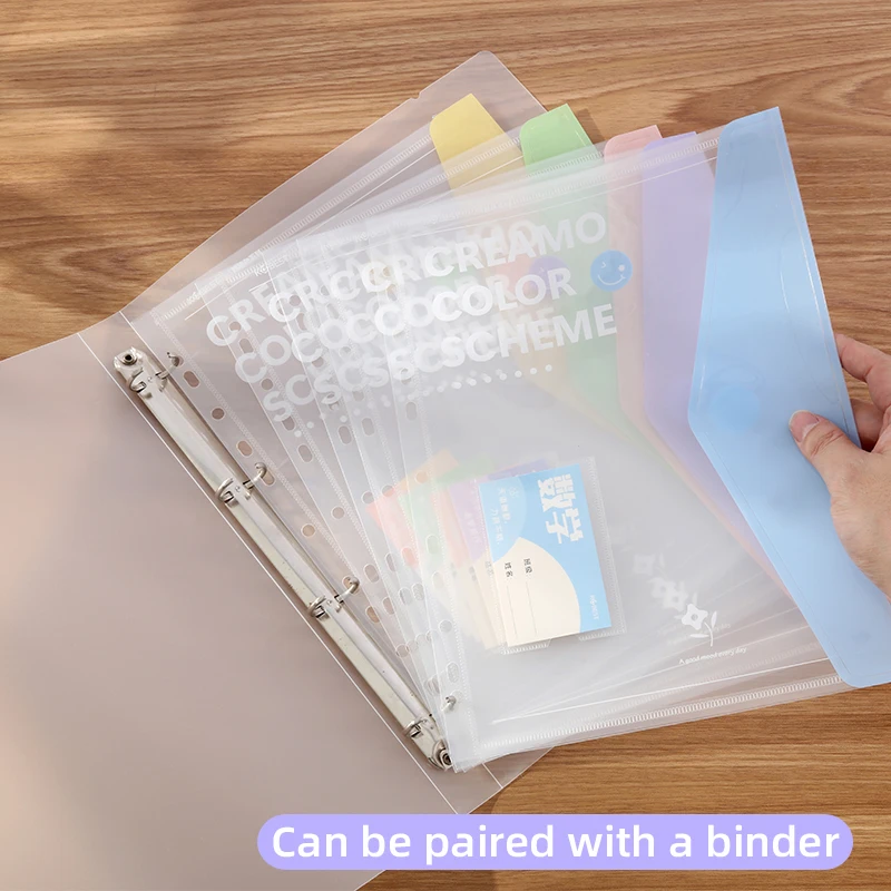 A4 Ring Binder 4-Hole Student Exam File Holder, Office Document Organizer with Detachable & Replaceable Inserts