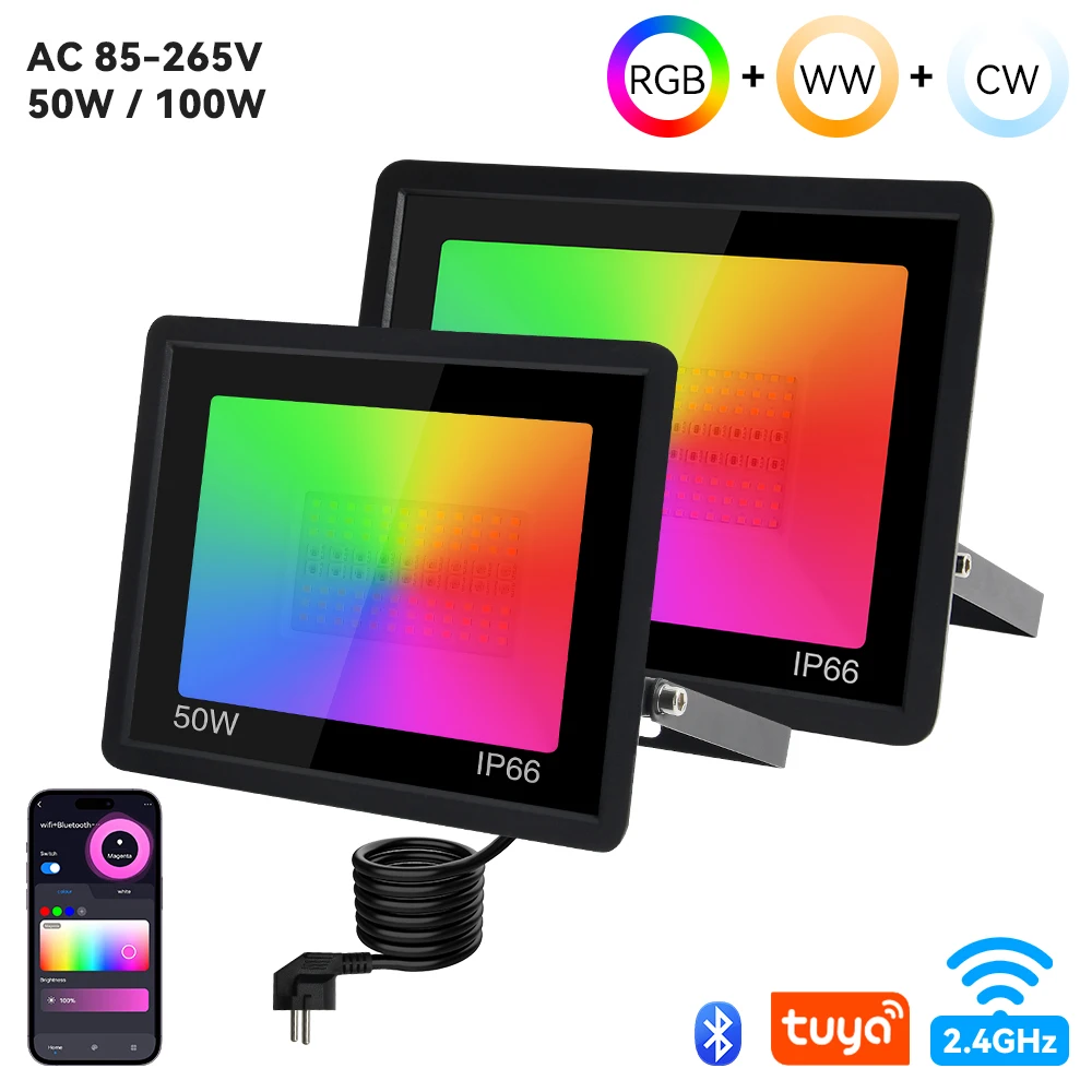 

Outdoor LED Floodlight RGB TUYA Smart Control Spotlight Waterproof IP66 Garden Party Stage Multicolor Atmosphere lighting Lamp