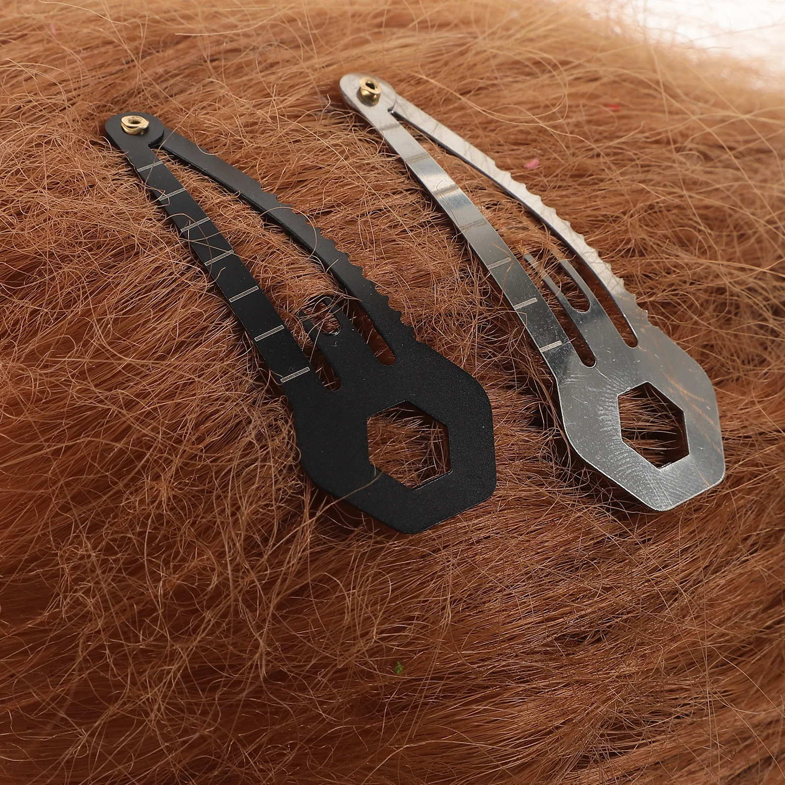 

10pcs Multifunction Hair Clips Stainless Steel Barrettes 5 Silver 5 Black Diy Hairpins For Women Girls Travel Camping Emergency