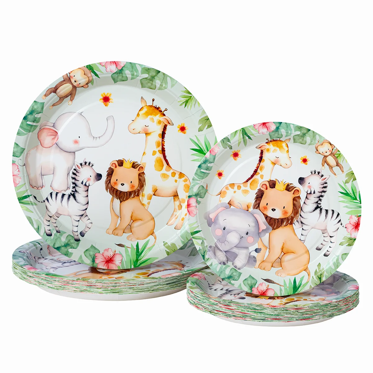 Jungle Safari Animal Paper Plates Disposable Dinner Plates Lion Giraffe Elephant Wild Themed Birthday Party Decor - view 6