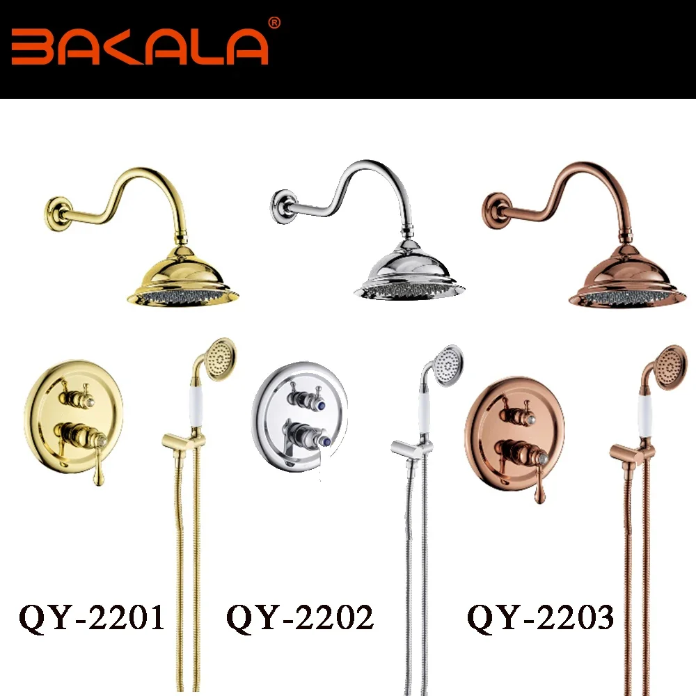 BAKALA Good Quality Chrome / Golden Finish Wall Mounted Shower Faucet for Bathroom 8