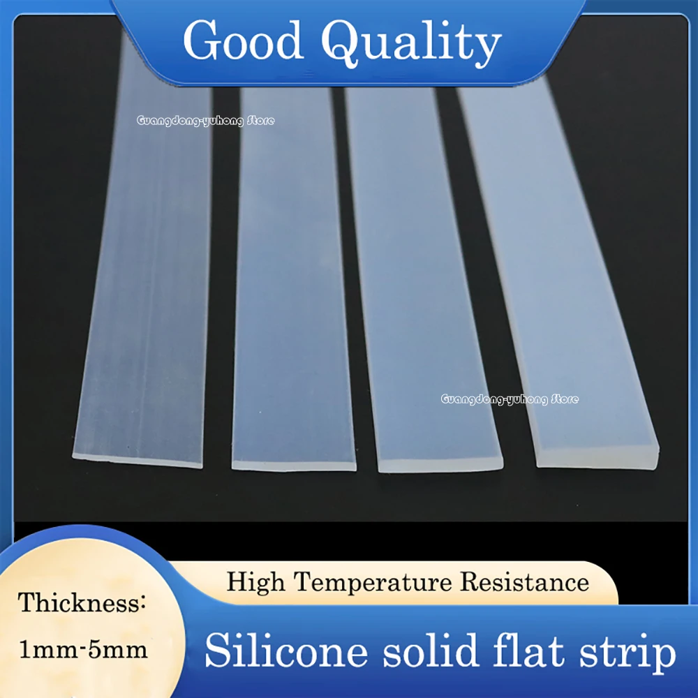 1/2/3/5M Width 10-60mm Thickness 1-5mm High Temperature Resistant Rectangle Silicone Sealing Strip Flat Weatherstrip Plates Pads