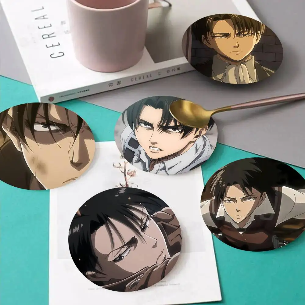 1pc Levi Ackerman Wooden Coaster Colour Printing Cup Mat Home Desk Decoration Gifts