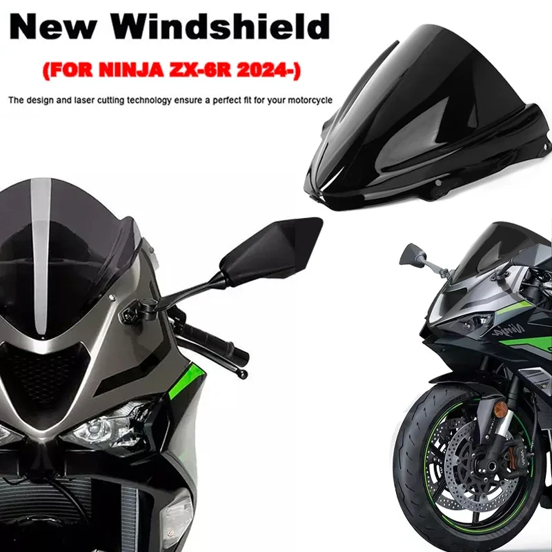 

Лобовое стекло мотоцикла для Kawasaki Ninja ZX6R NINJA ZX-6R ZX 6R 2024 2025, лобовое стекло, двойной пузырь, акрил, 3 цвета