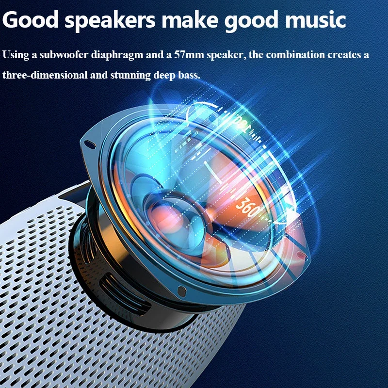 Portable Bluetooth Speaker Wireless RGB Atmosphere Light Audio System with Alarm Clock TF Card USB Music Player Support FM AUX