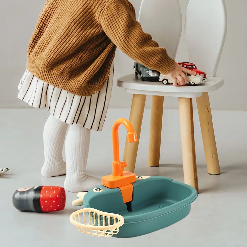 

2pcs Electric Dishwasher Toy Kids Sink Plastic Fake Water Faucet Kitchen Pretend Play Accessories Simulation Faucet Toy Safe