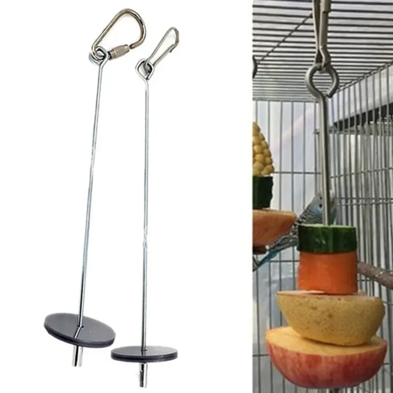 2024 New Bird Food Holder Support Stainless Steel Parrot Fruit Vegetable Feeder Stick Toy Parrot Training Cage  Bird Parrot Toys