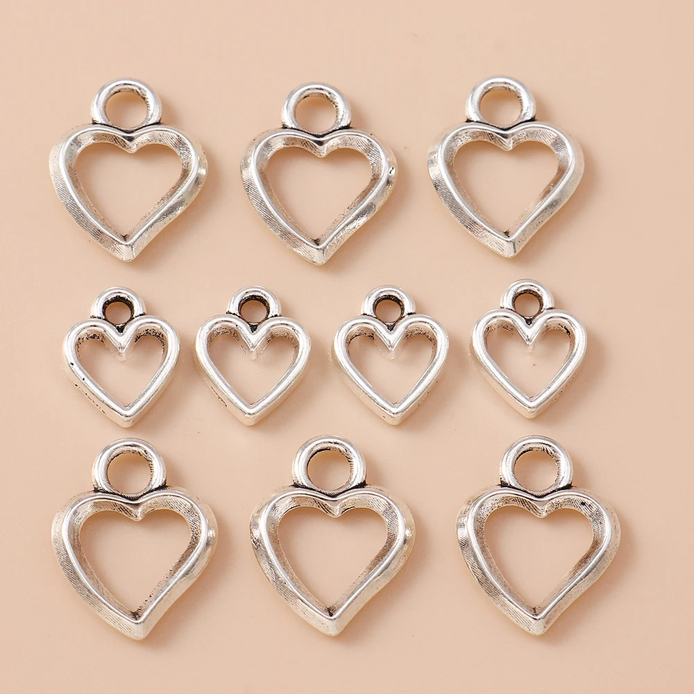 Leslie 30 Stück hohle, niedliche Liebesherz-Anhänger für DIY-Armbänder, Halsketten, Anhänger, handgefertigtes Schmuckzubehör – Detail 7