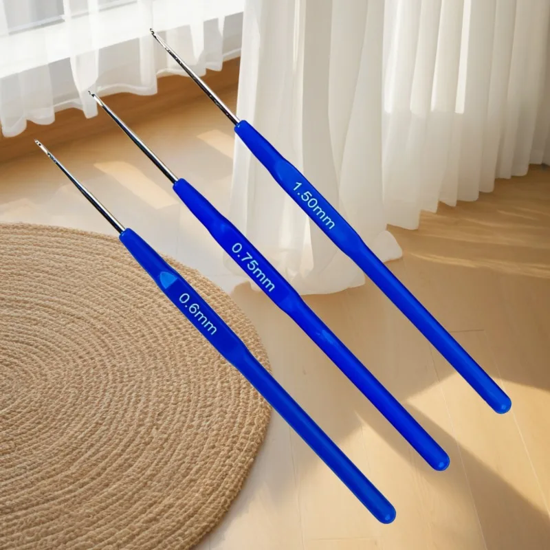 3-teiliges Häkelnadel-Set, 0,6mm 0,75mm 1,5mm Mikro-Stricknadeln, Ergonomischer Griff Dreadlock-Häkelnadel für Garnhandwerk