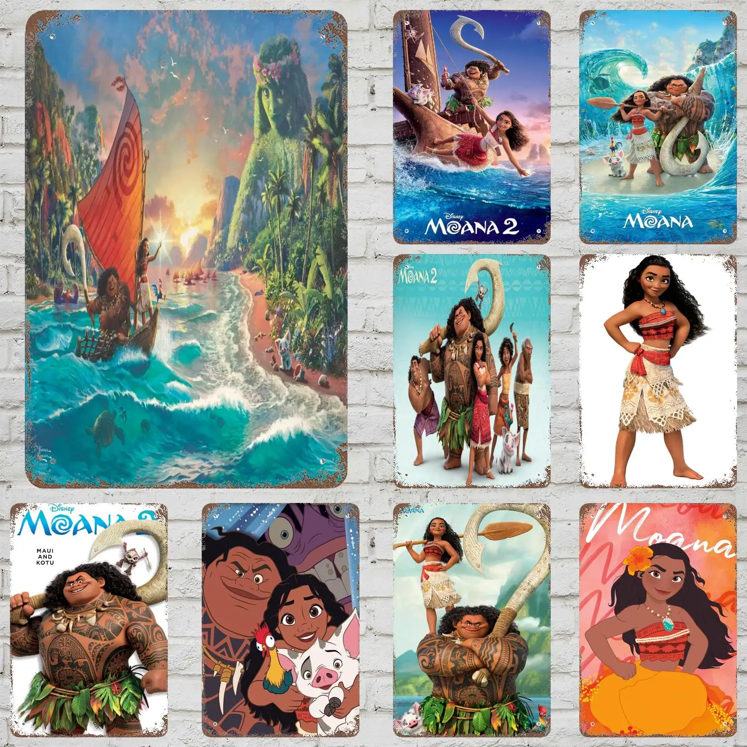 

MINISO Moana Vintage Metal Tin Signs Posters Decor Retro Metal Plaque Wall Art Decor for Garage Bar