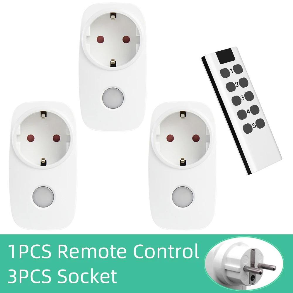 

433mhz EU Power Plug 16A 220V Wireless Remote Control Wall Socket RF Controller Switch Programmable Light Outlet French Style