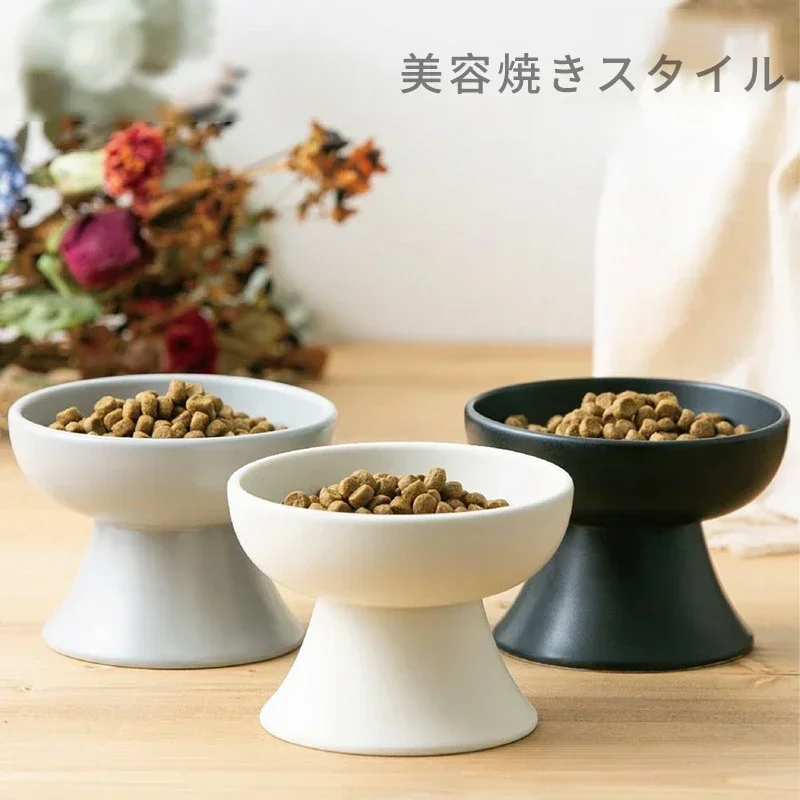 Cat Bowl Anti Vomiting, Elevated Cat Food Bowls, Ceramic Pet Food Bowl for Flat Faced Cats, Small Dogs, Protect Pet's Spine