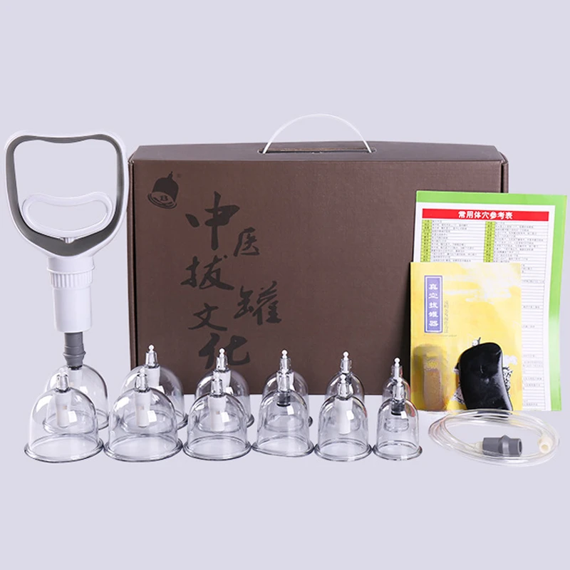 

12 Cups Cupping Massage Sets Transparent Chinese Acupoint Therapy Vacuum Suction Massager 4 Size Cupping Cup Set Body Cellulite